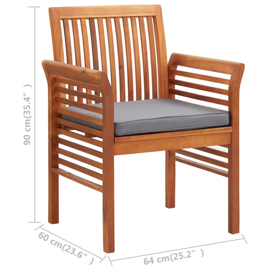 Garden Dining Chair with Cushion Solid Acacia Wood