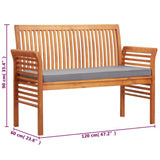 2-Seater Garden Bench with Cushion 120 cm Solid Acacia Wood