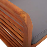 3-Seater Garden Bench with Cushion 150 cm Solid Acacia Wood - Rear View
