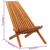 Folding Outdoor Lounge Chair Solid Acacia Wood - Low Angle