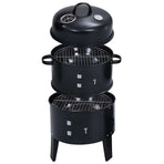 3-in-1 Charcoal Smoker BBQ Grill 40x80 cm