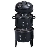 3-in-1 Charcoal Smoker BBQ Grill 40x80 cm - Front View
