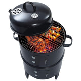 3-in-1 Charcoal Smoker BBQ Grill 40x80 cm - Side View