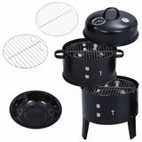 3-in-1 Charcoal Smoker BBQ Grill 40x80 cm - Top-Down View