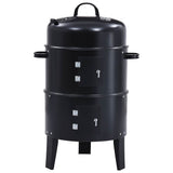 3-in-1 Charcoal Smoker BBQ Grill 40x80 cm - 45-Degree Angle