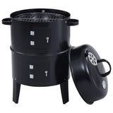 3-in-1 Charcoal Smoker BBQ Grill 40x80 cm - Low Angle