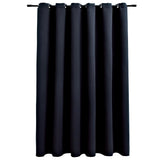 Blackout Curtain with Metal Rings Black 290x245 cm - Front View
