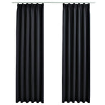 Blackout Curtains with Hooks 2 pcs Black 140x245 cm