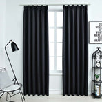 Blackout Curtains with Hooks 2 pcs Black 140x245 cm