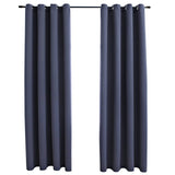 Blackout Curtains with Metal Rings 2 pcs Anthracite 140x245 cm - Front View