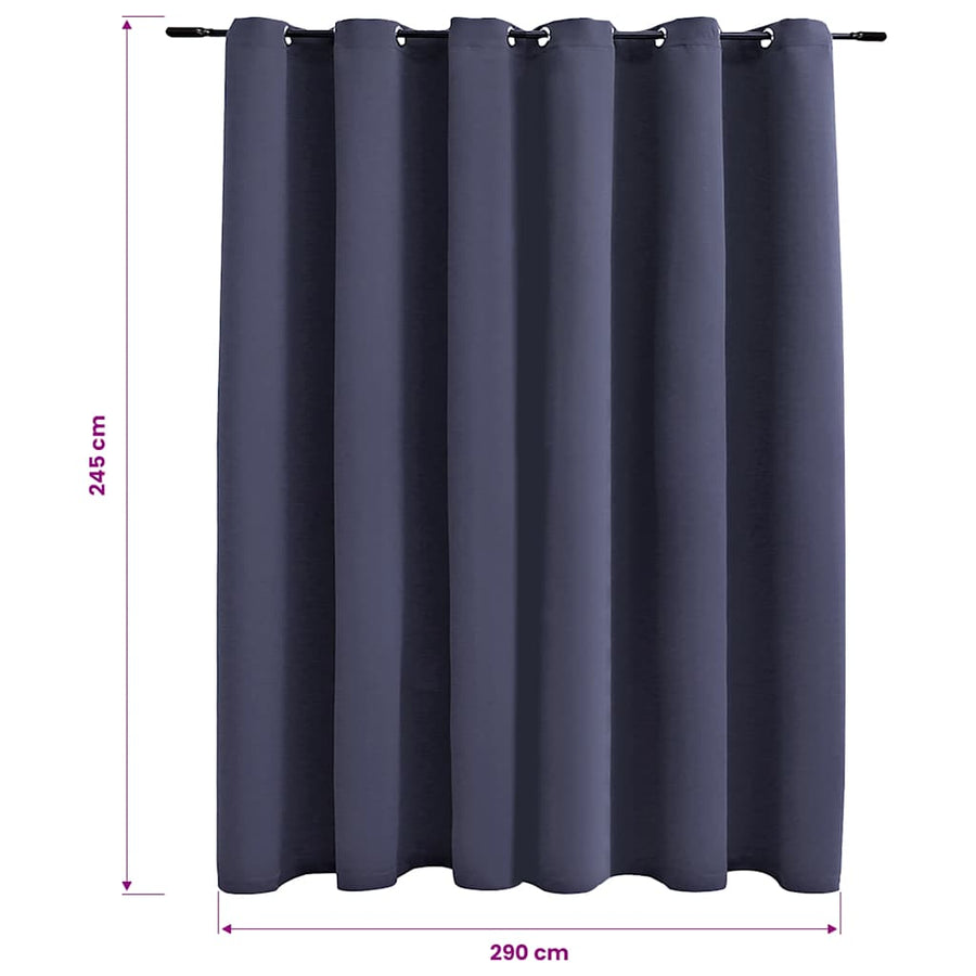Blackout Curtain with Metal Rings Anthracite 290x245 cm