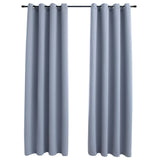 Blackout Curtains with Metal Rings 2 pcs Grey 140x245 cm - Front View