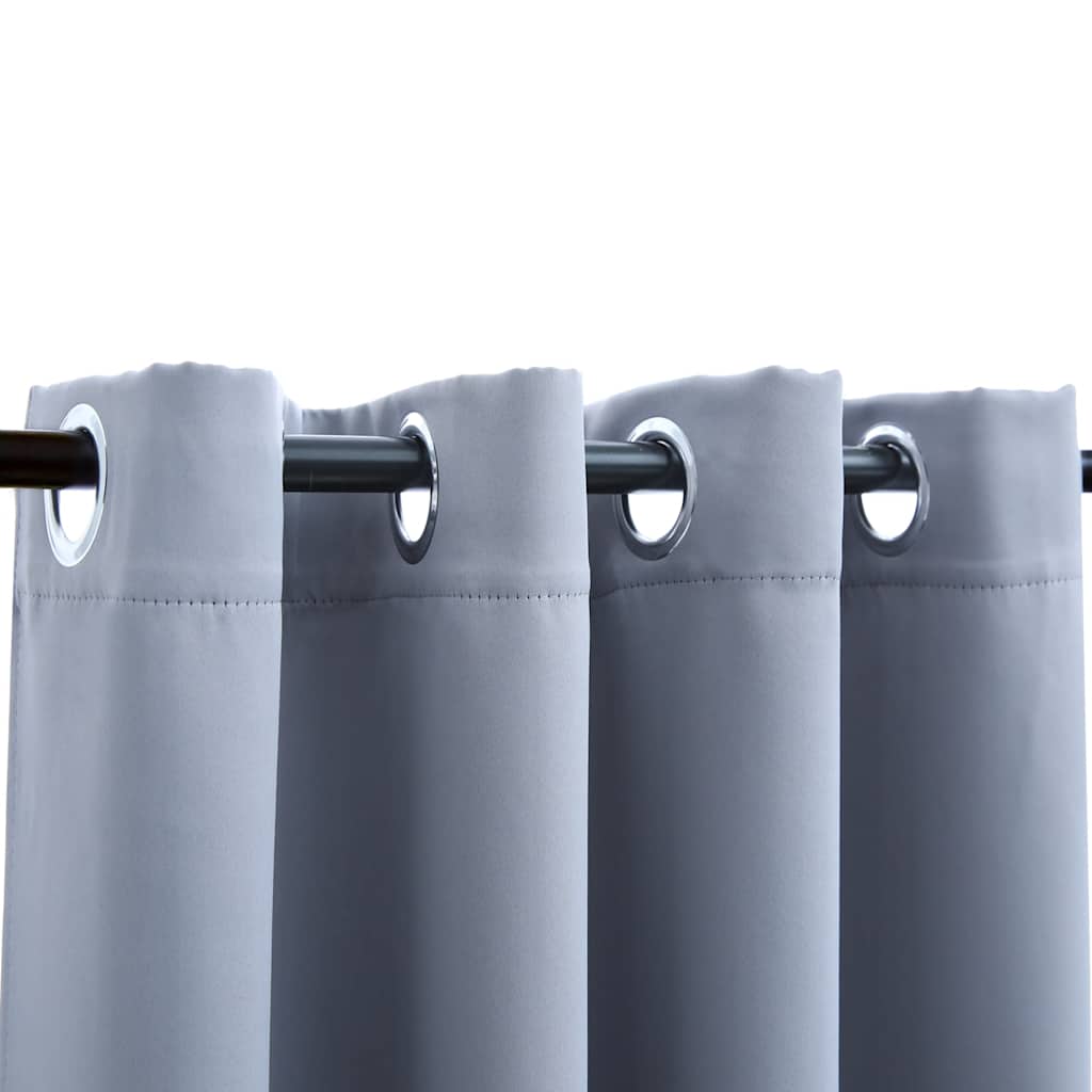 Blackout Curtain with Metal Rings Grey 290x245 cm