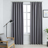 Blackout Curtains with Hooks 2 pcs Grey 140x245 cm