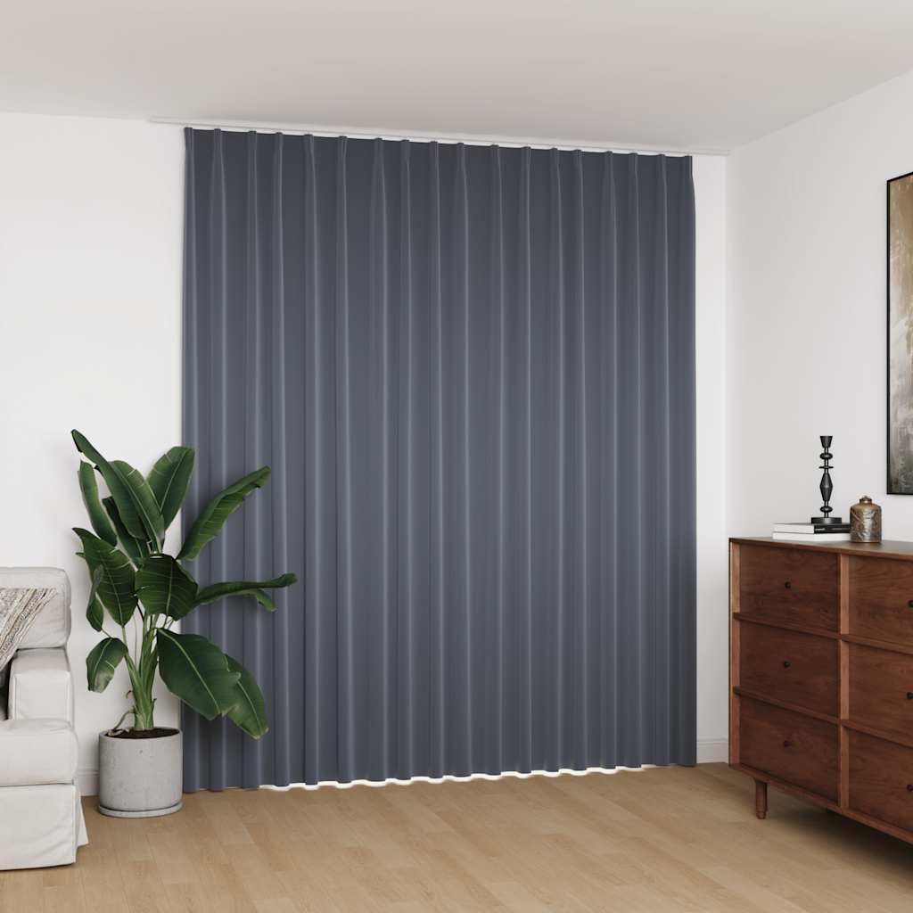Blackout Curtain with Hooks Grey 290x245 cm