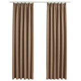 Blackout Curtains with Hooks 2 pcs Taupe 140x245 cm - Front View
