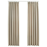 Blackout Curtains with Hooks 2 pcs Beige 140x245 cm - Front View