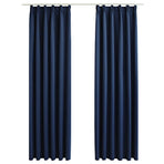 Blackout Curtains with Hooks 2 pcs Blue 140x245 cm
