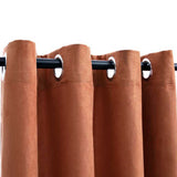 Blackout Curtains with Metal Rings 2 pcs Rust 140x245 cm - Side View