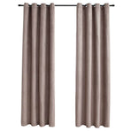 Blackout Curtains with Metal Rings 2 pcs Taupe 140x225 cm