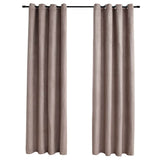 Blackout Curtains with Metal Rings 2 pcs Taupe 140x225 cm - Front View