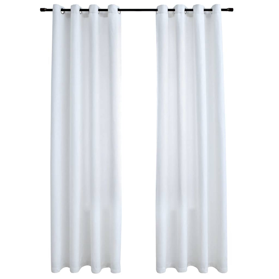 Blackout Curtains with Metal Rings 2 pcs Off White 140x225 cm