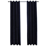 Blackout Curtains with Rings 2 pcs Velvet Black 140x245 cm