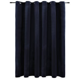 Blackout Curtain with Metal Rings Velvet Black 290x245 cm - Front View