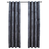 Blackout Curtains with Rings 2 pcs Velvet Anthracite 140x245 cm - Front View