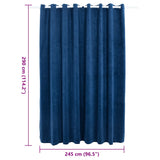 Blackout Curtain with Metal Rings Velvet Dark Blue 290x245 cm - Close-Up Angle