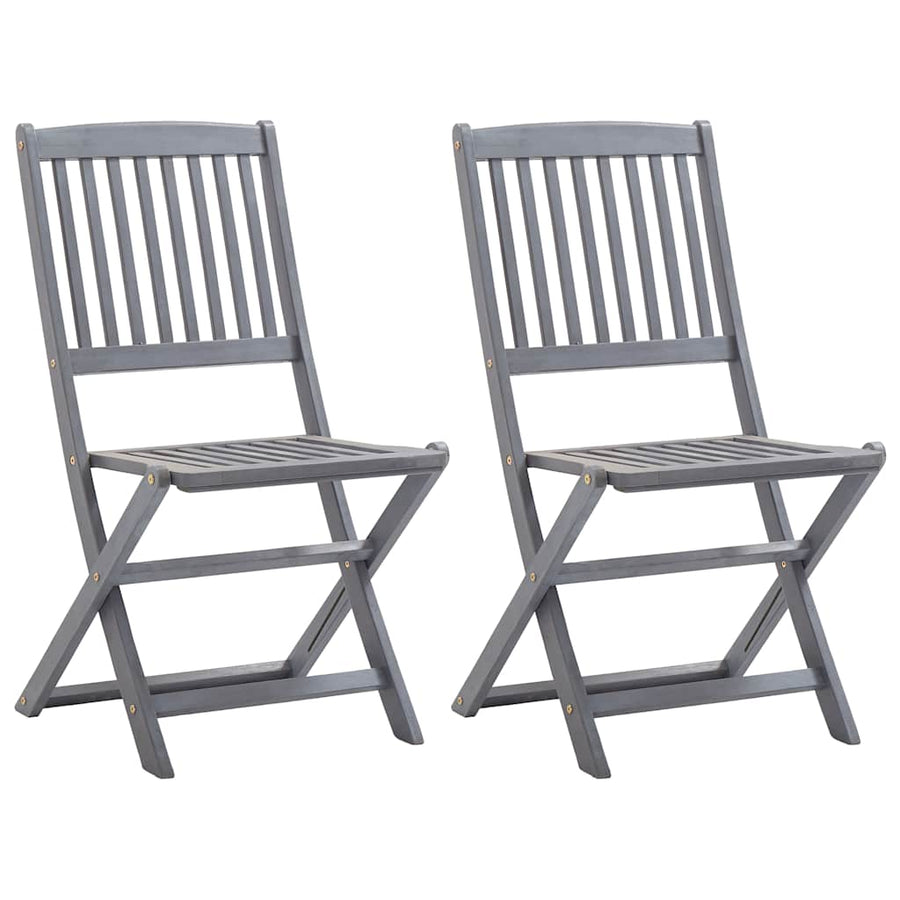 Folding Chairs 2 pcs Solid Acacia Wood