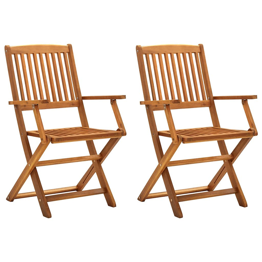 Folding Chairs 2 pcs Solid Acacia Wood