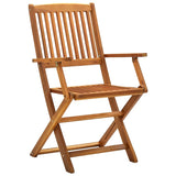 Folding Outdoor Chairs 2 pcs Solid Acacia Wood - Front View