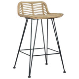 Bar Chairs 2 pcs Natural Rattan - Front View