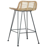 Bar Chairs 2 pcs Natural Rattan - 45-Degree Angle