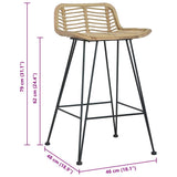 Bar Chairs 2 pcs Natural Rattan - Low Angle