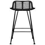 Bar Chairs 2 pcs Black Rattan - Side View