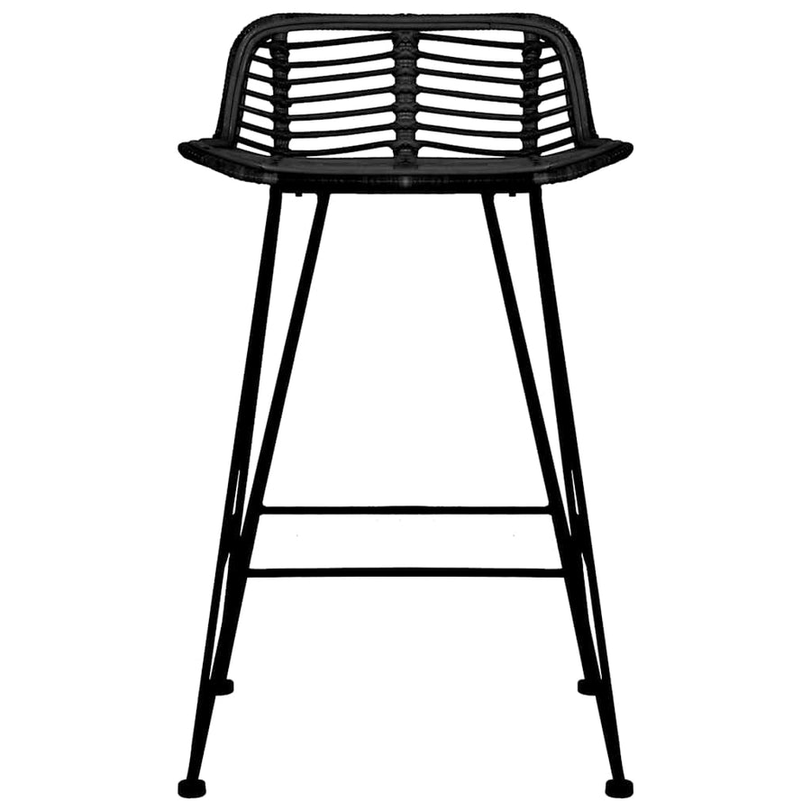 Bar Chairs 2 pcs Black Rattan