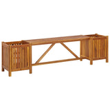 Garden Bench with 2 Planters 150x30x40 cm Solid Acacia Wood - Front View