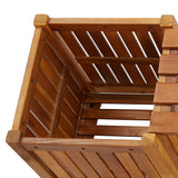 Garden Bench with 2 Planters 150x30x40 cm Solid Acacia Wood - Rear View