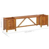Garden Bench with 2 Planters 150x30x40 cm Solid Acacia Wood - Close-Up Angle