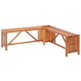 Garden Corner Bench with Planter 117x117x40 cm Solid Acacia Wood - Front View