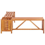 Garden Corner Bench with Planter 117x117x40 cm Solid Acacia Wood - Rear View