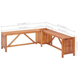 Garden Corner Bench with Planter 117x117x40 cm Solid Acacia Wood - Extra Image