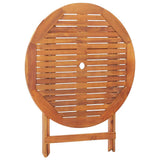 Folding Garden Table 90x75 cm Solid Acacia Wood - Close-Up Angle