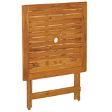 Folding Garden Table 70x70x75 cm Solid Acacia Wood - Close-Up Angle