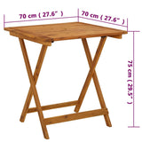 Folding Garden Table 70x70x75 cm Solid Acacia Wood - Extra Image