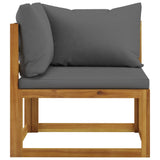 5 Piece Garden Lounge Set with Cushions Solid Acacia Wood - 45-Degree Angle