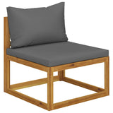 5 Piece Garden Lounge Set with Cushions Solid Acacia Wood - Close-Up Angle