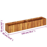 Garden Raised Bed 150x30x25 cm Solid Acacia Wood - Rear View